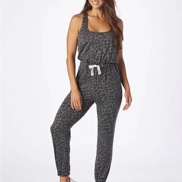 Glyder Women's Leisure Jumpsuit Leopard Print Jumpsuit - Gray - Picture 2 of 4